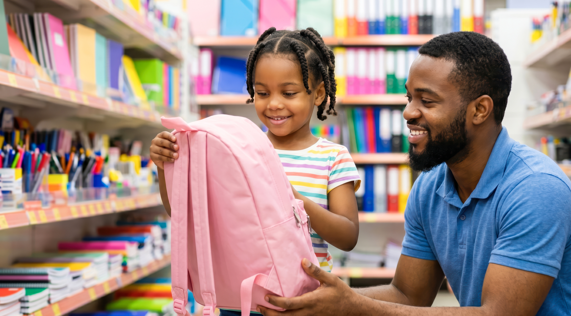 man school shopping with daughter